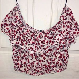 H&M flower off shoulder stretch crop top